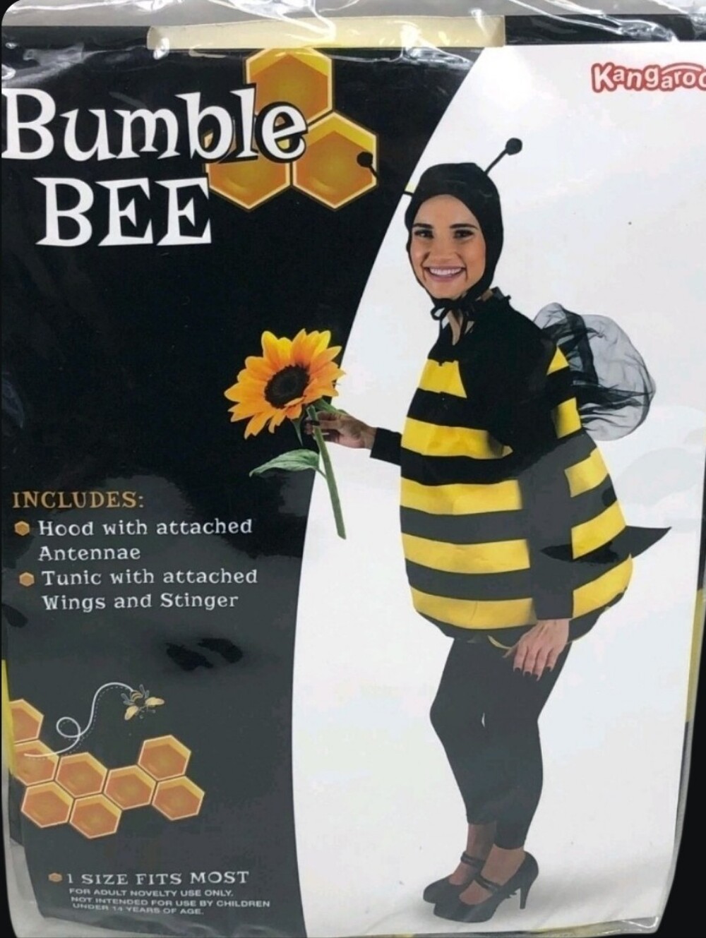 Kangaroo Bumble Bee Adult Halloween Costume, One Size